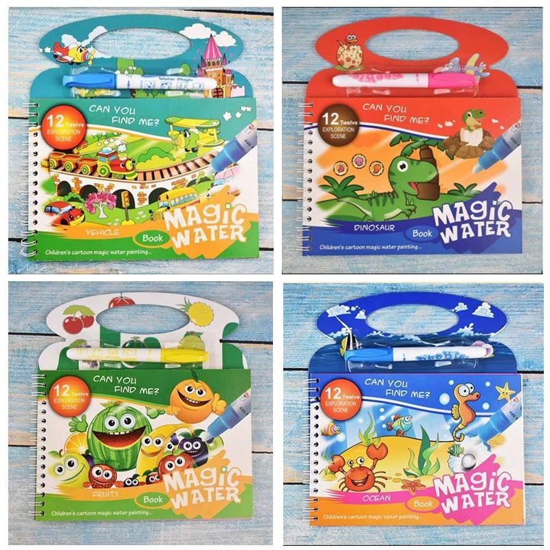Stevvex Montessori Magic Water coloring book with doodle and reusable pen four editions on Tampa Home & Garden Store