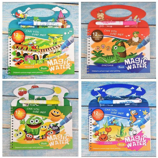 Stevvex Montessori Magic Water coloring book with doodle and reusable pen four editions on Tampa Home & Garden Store