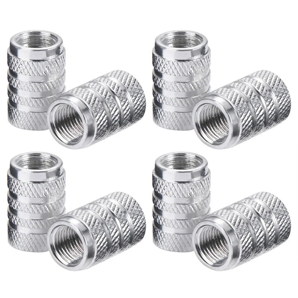 BikerZoneZ chrome valve stem caps, knurled metal tire accessories, set of 4 on Tampa Home & Garden Store