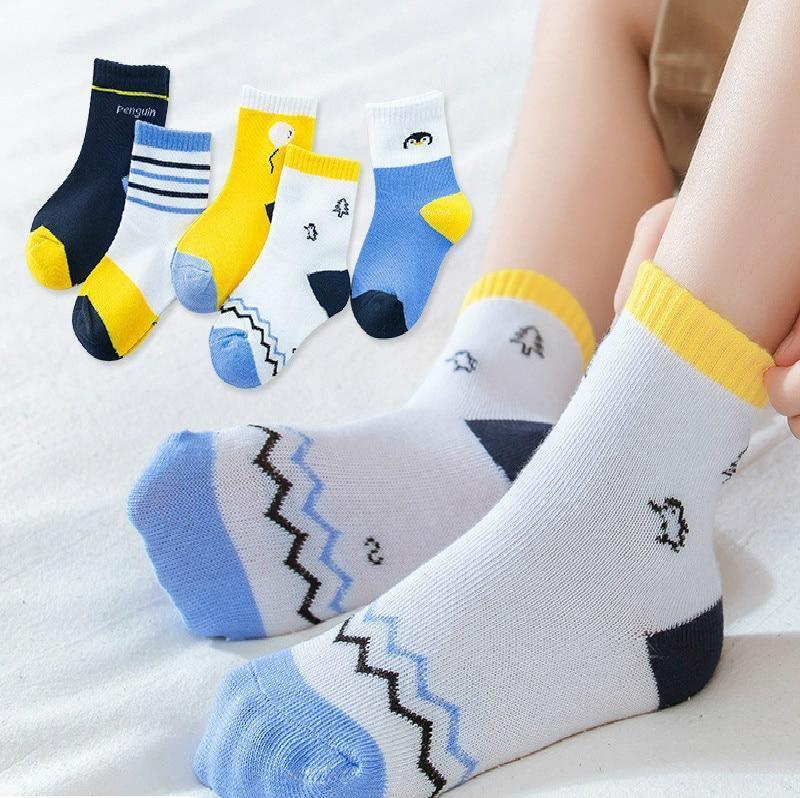5-pair Stevvex baby boys winter socks with cartoon bears blue white and yellow cotton blend on Tampa Home & Garden Store