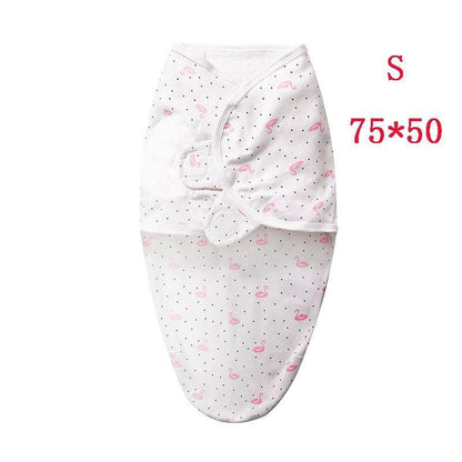 Stevvex baby swaddle sleeping bag white with pink flamingo print and black dots S 75x50 on Tampa Home & Garden Store