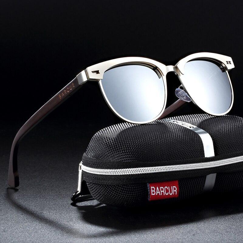 Stevvex retro cat-eye sunglasses with steel frame and wood temples, polarized lenses, BARCUR case on Tampa Home & Garden Store