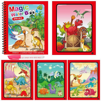Stevvex Magic Water Drawing Book for kids with 5 dinosaur pages and pink pen on Tampa Home & Garden Store