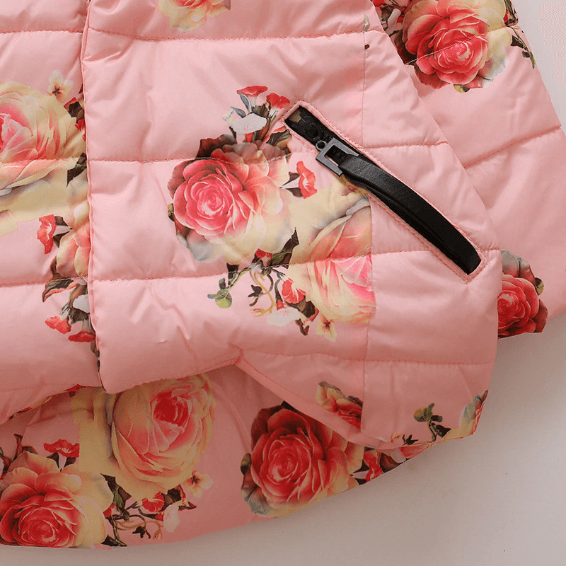 Baby hooded pink floral quilted cotton padded jacket with zip pocket by Stevvex on Tampa Home & Garden Store