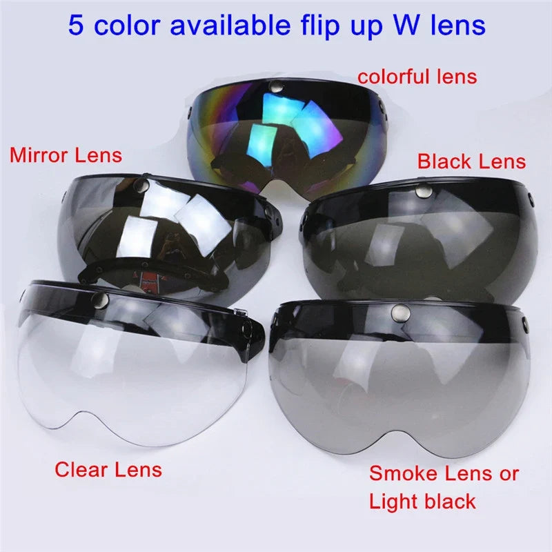 Universal 3-Snap Visor for open-face helmet by BikerZoneZ with 5 color lenses on Tampa Home & Garden Store