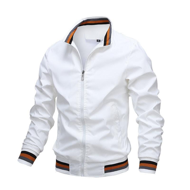 Men's white lightweight windbreaker jacket Stevvex with collar and cuffs Rain Coats on Tampa Home & Garden Store