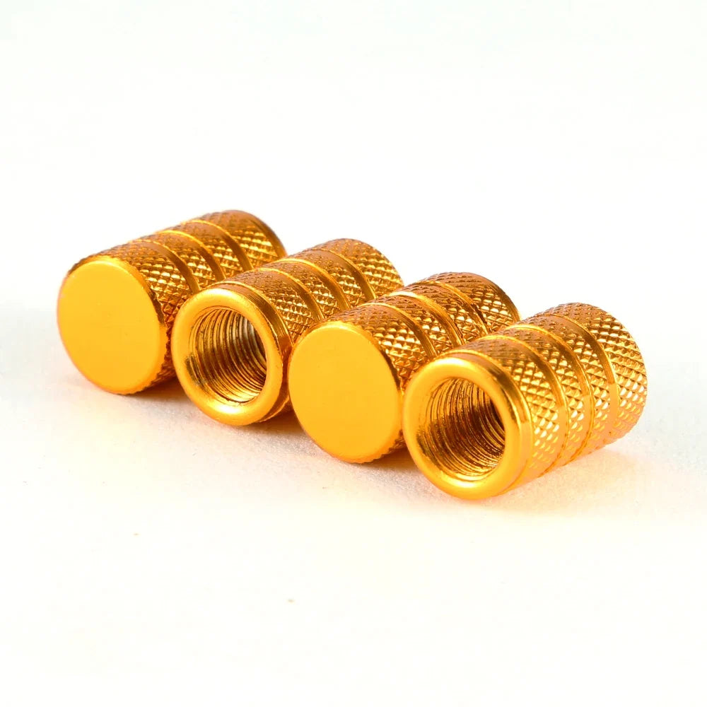 4-pack gold valve caps, knurled aluminum, BikerZoneZ on Tampa Home & Garden Store