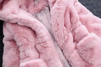 Baby Girl Hooded Zip Jacket Warm Plush Fleece
