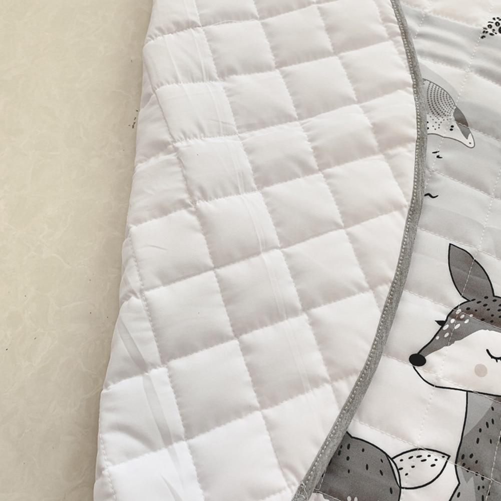 Stevvex Nordic Forest Animals play mat, white grid quilted cotton with gray border for kids on Tampa Home & Garden Store