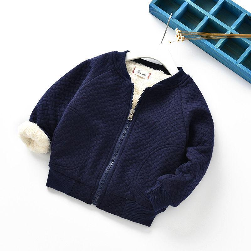 Stevvex navy quilted baby jacket with zip front and faux shearling cuffs on Tampa Home & Garden Store