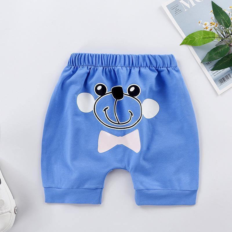 Blue baby pants with cartoon bear face and pink bow tie by Stevvex for kids on Tampa Home & Garden Store