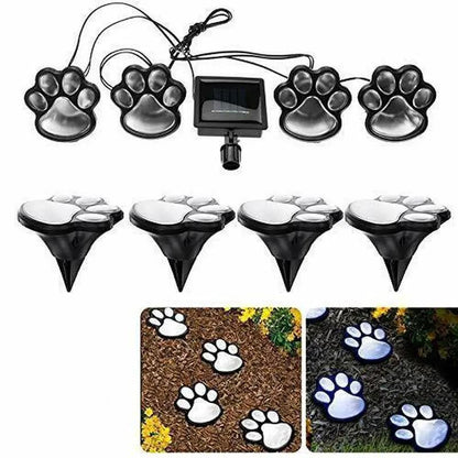 Led Solar Paw Lights for Garden Pathway 4 Pack