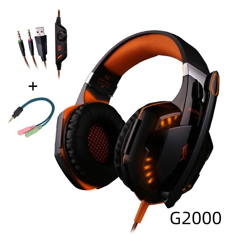 Stevvex over-ear wired gaming headset with orange-black finish and USB/3.5mm cables on Tampa Home & Garden Store