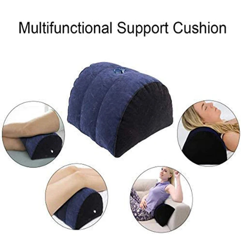 Inflatable wedge pillow navy blue with black base UpTrend Deals adjustable cushion on Tampa Home & Garden Store