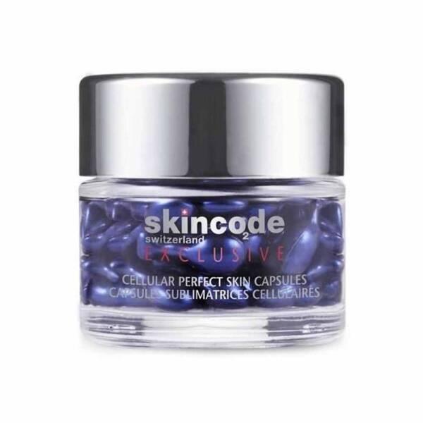 Skincode Cellular Perfect Skin Capsules 45-count facial serum jar with purple capsules and silver lid on Tampa Home & Garden Store