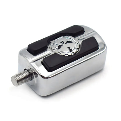 Chrome skull shifter foot peg for Harley motorcycles with black rubber pads, BikerZoneZ on Tampa Home & Garden Store