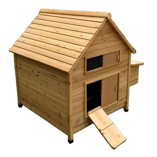 Wooden chicken coop with egg case by DONJOHNSTYLE4URHOME, ramp, natural pine on Tampa Home & Garden Store