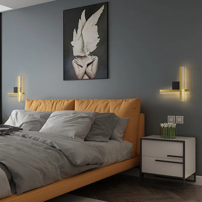 DecorBites LED Aluminum Wall Light pair with warm gold finish for bedroom decor on Tampa Home & Garden Store
