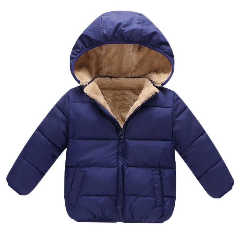 Stevvex newborn navy blue hooded puffer jacket with beige sherpa lining on Tampa Home & Garden Store