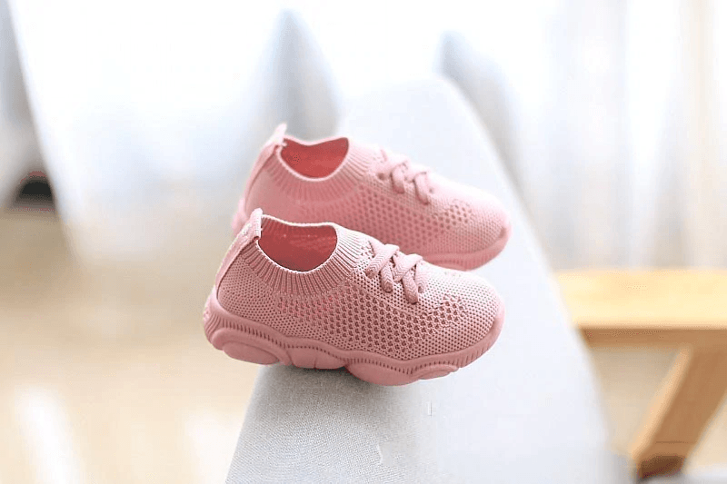 Stevvex pink baby sneakers pair with knit mesh upper and anti-slip sole on Tampa Home & Garden Store