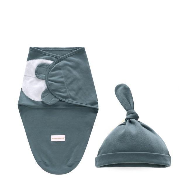Stevvex newborn swaddle wrap and teal hat set with white moon patch swaddling blanket ensemble on Tampa Home & Garden Store