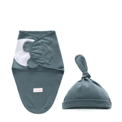 Stevvex newborn swaddle wrap and teal hat set with white moon patch swaddling blanket ensemble on Tampa Home & Garden Store