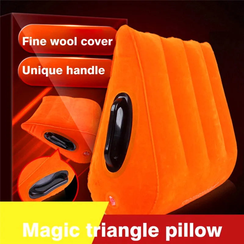 Inflatable wedge pillow – adjustable support cushion, orange with black handle, UpTrend Deals on Tampa Home & Garden Store
