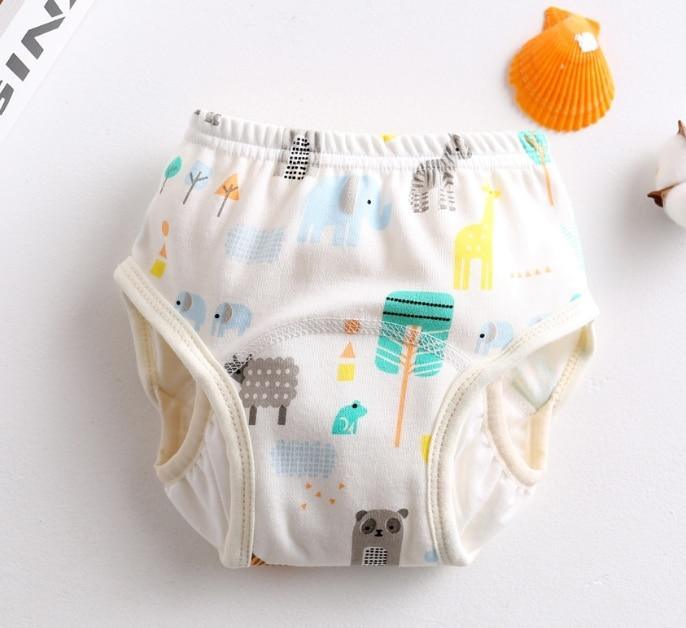 Stevvex 8-layer reusable baby training pants diaper, leak-proof sides, white with print on Tampa Home & Garden Store