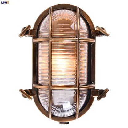 DecorBites Outdoor Wall Lamp bronze cage with glass panels waterproof LED porch light on Tampa Home & Garden Store
