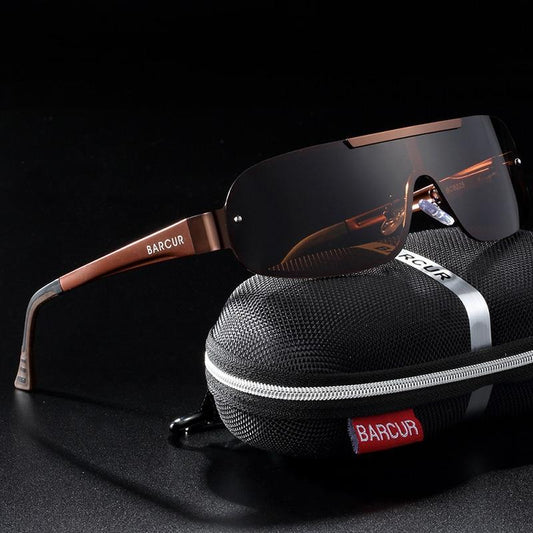 BARCUR sunglasses with brown aluminum frame and tinted pilot-style lenses UV400 protection on Tampa Home & Garden Store