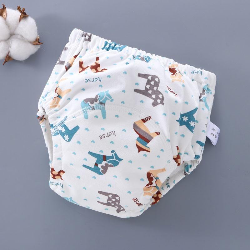 Stevvex baby training pants cloth diaper, washable 6-layer gauze, airy white with animal on Tampa Home & Garden Store