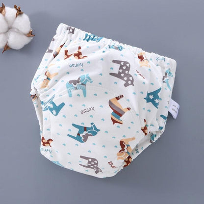 Stevvex baby training pants cloth diaper, washable 6-layer gauze, airy white with animal on Tampa Home & Garden Store