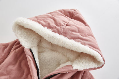 Stevvex pink quilted baby hooded jacket with thick white fleece lining on Tampa Home & Garden Store