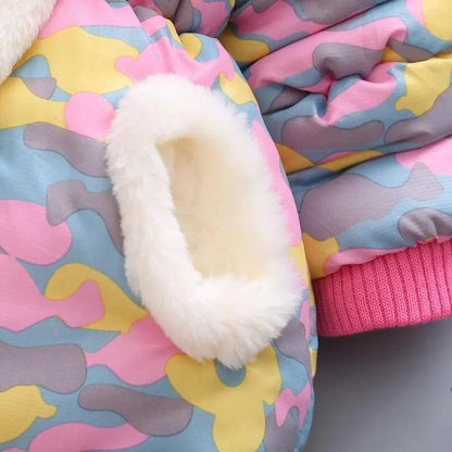 Lux Hooded Cotton Jacket for Baby Girls in Winter