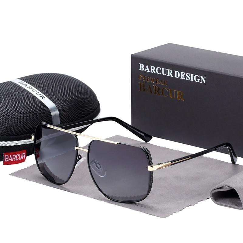 Barcur square polarized sunglasses with gold-tone temples and UV400 lenses on Tampa Home & Garden Store