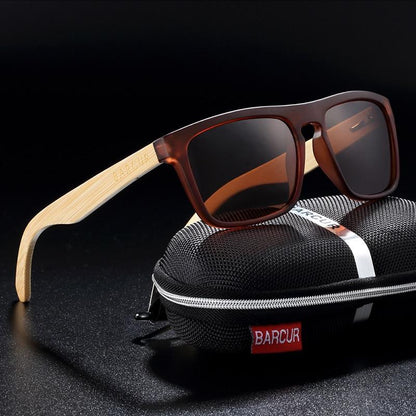 Stevvex polarized bamboo wood sunglasses with brown frames and bamboo temples UV400 protection on Tampa Home & Garden Store
