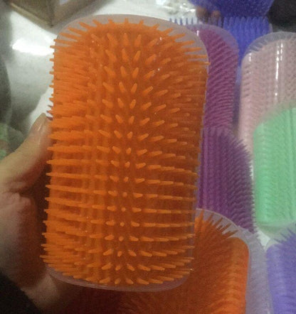 Stevvex cat massager brush orange silicone bristles grooming tool for shedding pets on Tampa Home & Garden Store