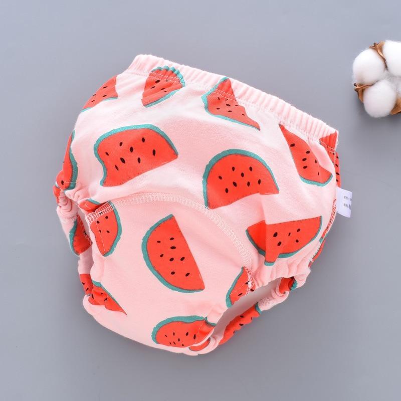 Baby training pants cloth diaper pink watermelon print, 6-layer gauze, Stevvex reusable nappies on Tampa Home & Garden Store