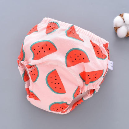 Baby training pants cloth diaper pink watermelon print, 6-layer gauze, Stevvex reusable nappies on Tampa Home & Garden Store