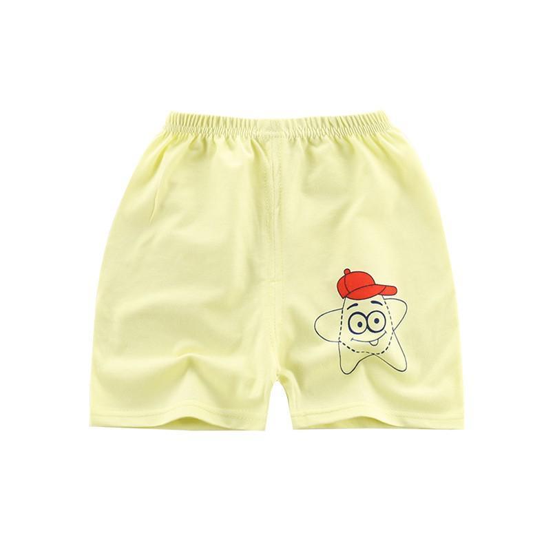 Stevvex baby shorts pale yellow thin anti-mosquito pants with star cartoon and red cap on Tampa Home & Garden Store