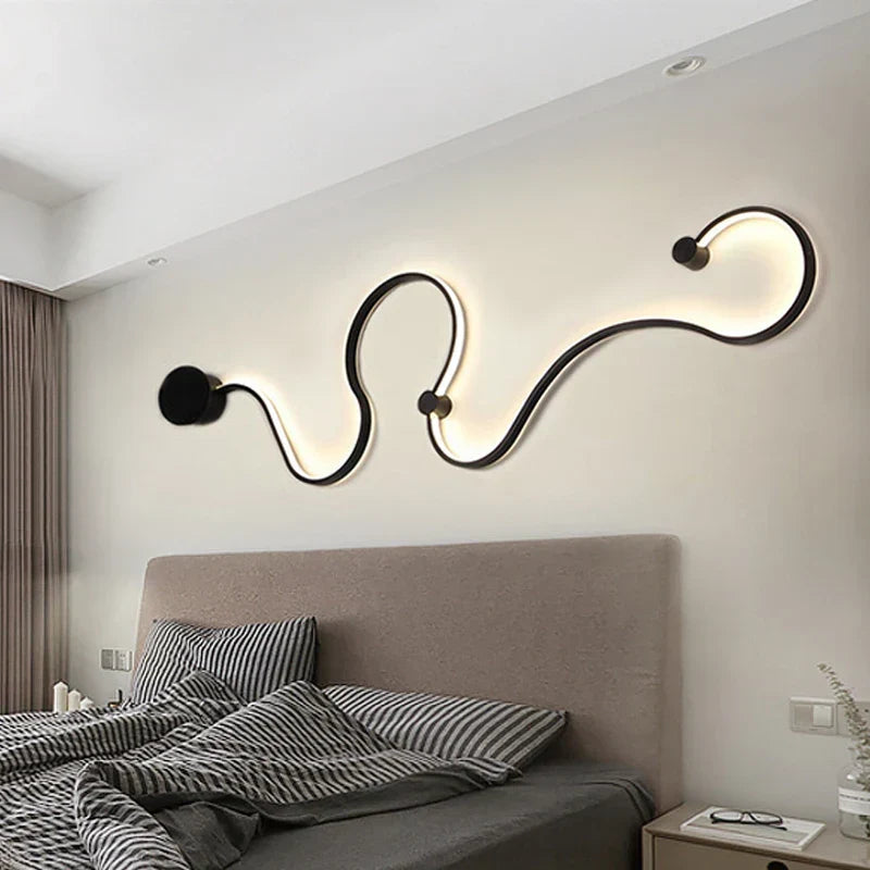 DecorBites™ LED aluminum wall lamp black curved wall lighting sculpture on Tampa Home & Garden Store