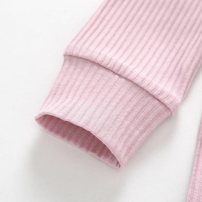 Baby ribbed pink romper sleeve cuff Stevvex close-up on Tampa Home & Garden Store