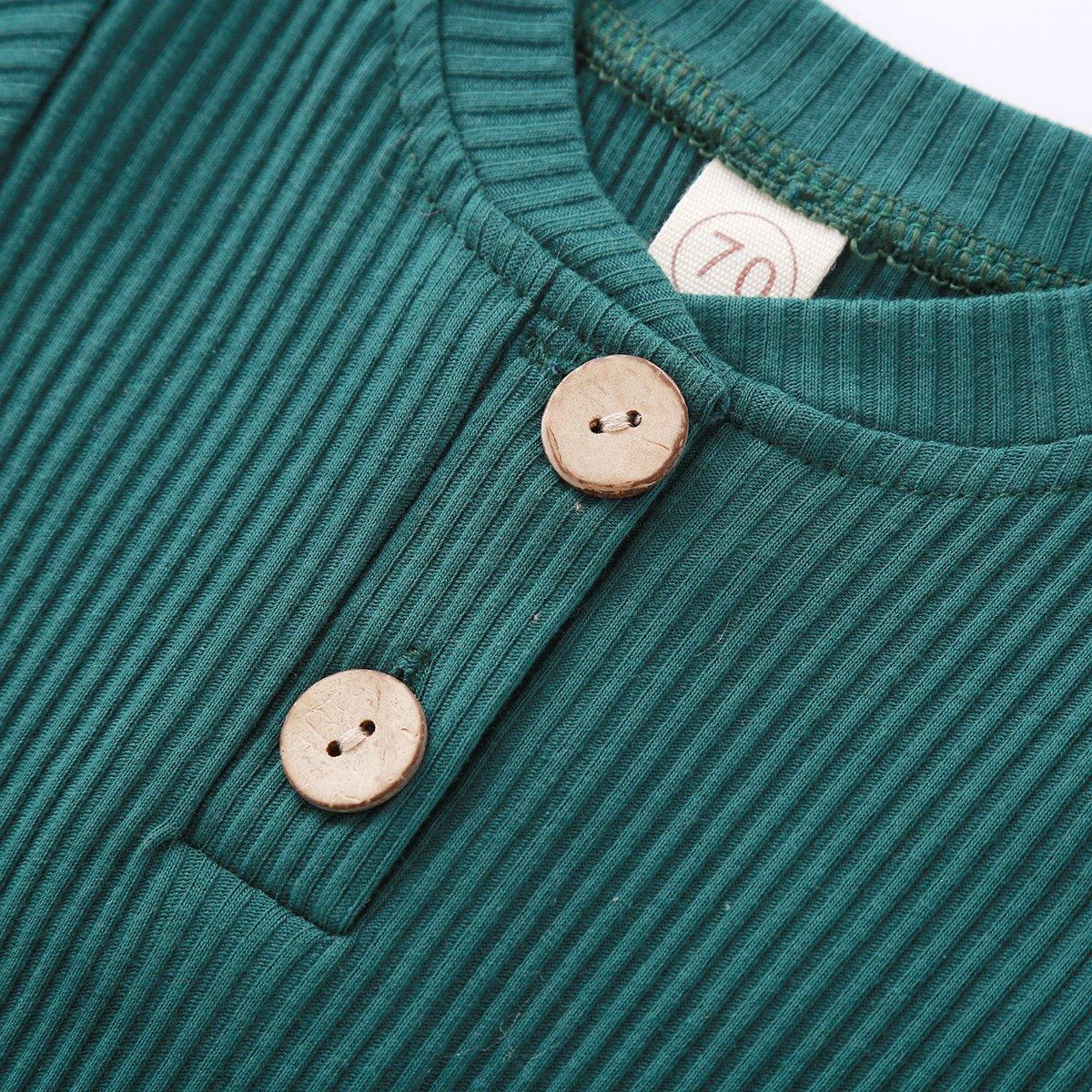 Infant teal ribbed knit bodysuit with wooden buttons, 2pc Stevvex set on Tampa Home & Garden Store