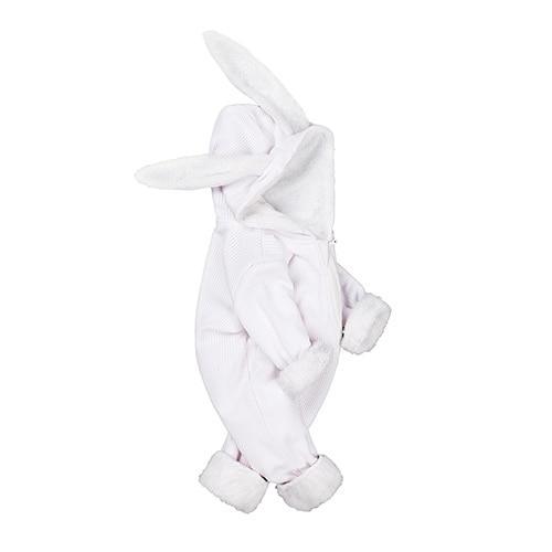 Stevvex white rabbit-ear hooded baby romper with plush cuffs, newborn unisex one-piece on Tampa Home & Garden Store