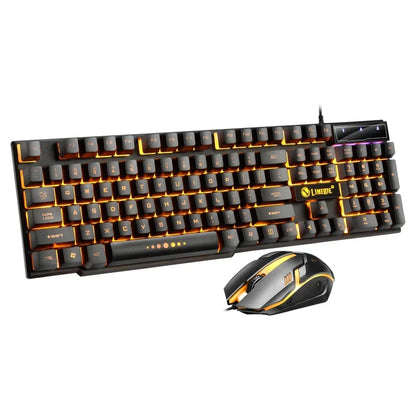 USB wired gaming keyboard and mouse pair with rainbow LED backlighting in black on Tampa Home & Garden Store