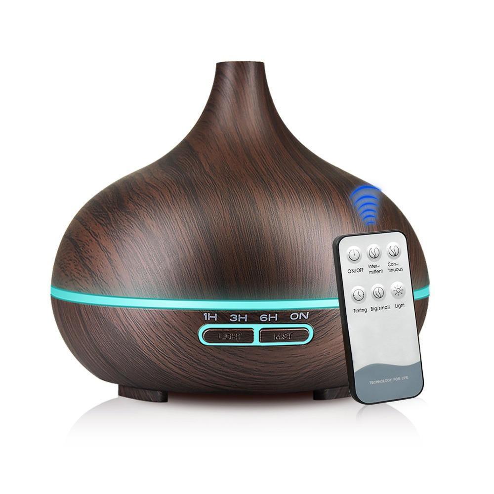 550ml Aroma Air Diffuser Humidifier wood grain finish with blue LED ring on Tampa Home & Garden Store