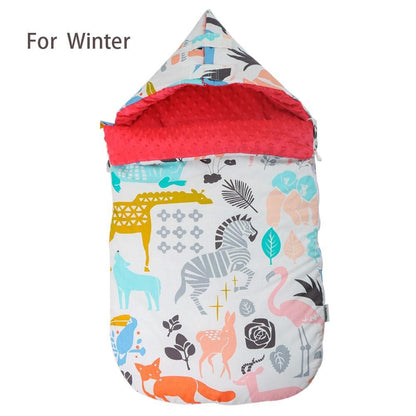 Newborn envelope cocoon sleeping bag by Stevvex, winter swaddle with animal print on Tampa Home & Garden Store