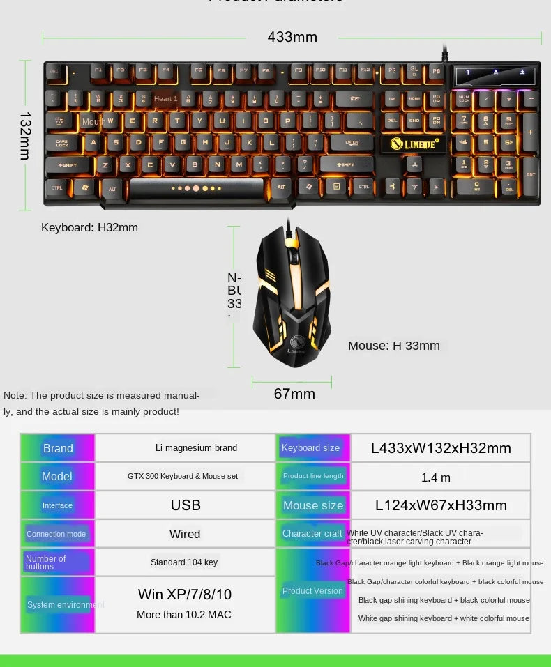 USB wired gaming keyboard and mouse set FLIPSTYLEZLLC with rainbow LED backlighting on Tampa Home & Garden Store