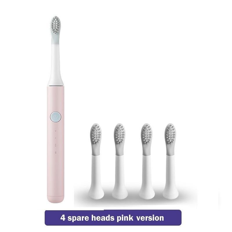 Sonic Electric Toothbrush Stevvex pink handle with 4 spare heads ST16GG7534NE on Tampa Home & Garden Store