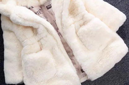 Baby Girl Hooded Zip Jacket Warm Plush Fleece